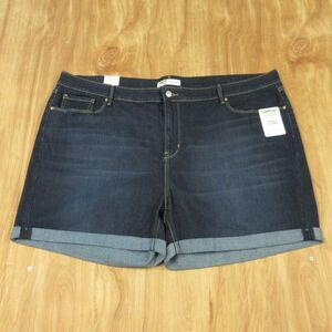 LEVI STRAUSS SIGNATURE GOLD Mid-Rise 5" Jean Shorts Sz 24 W37 Dk Blue Denim NWT